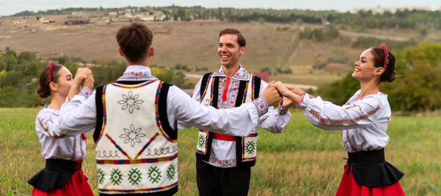 Bulgaristan yöresel kıyafetlerini giymiş 2 erkek fotoğrafı