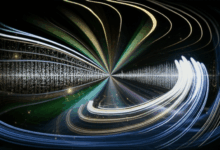 abstract representation of linguistic power shaping reality create a wide angle 16:9 horizontal format image