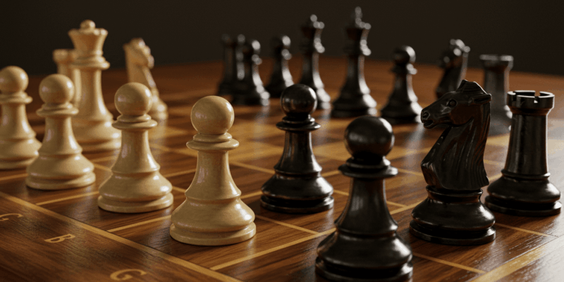 a chessboard with pieces representing relationship dynamics