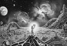 a thought-provoking representation of the quest for understanding and the intersection of science and philosophy