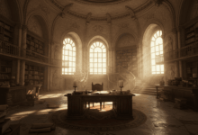 ancient library setting