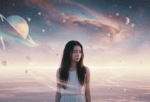 a person contemplating their desires in a conceptual space