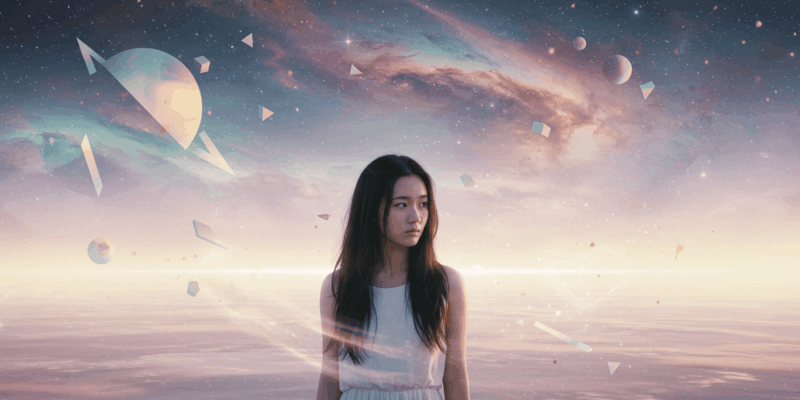 a person contemplating their desires in a conceptual space