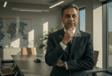 modern leader in a strategic setting with a thoughtful expression