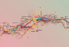 definition concept with abstract lines connecting ideas and words