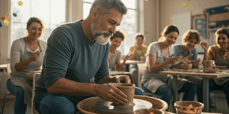 man finding new hobbies and social connections after relationship ends