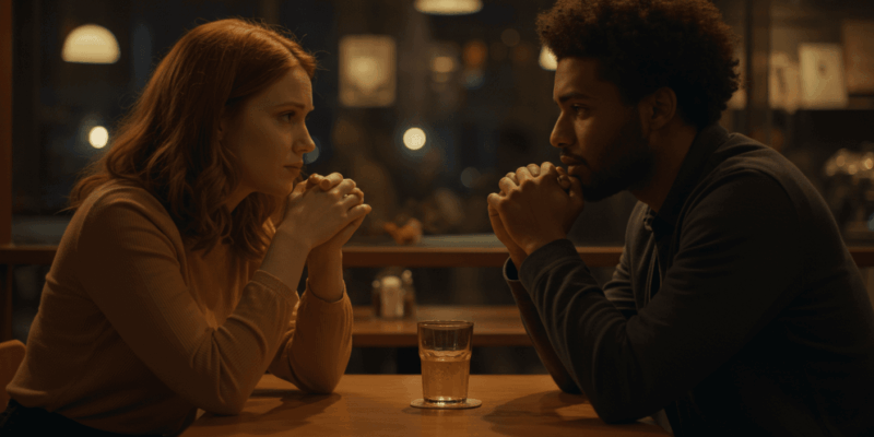 couple having a deep and understanding conversation without their phones present