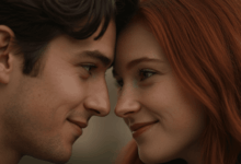 a close-up of their faces showing affection and connection