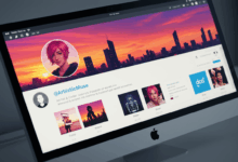 A stylized representation of a Twitter profile with perfectly sized header and profile pictures on a digital screen